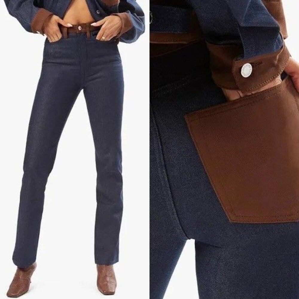 WEWOREWHAT Jeans Womens Size 29 Dark Wash Straight Leg Colorblock Icon